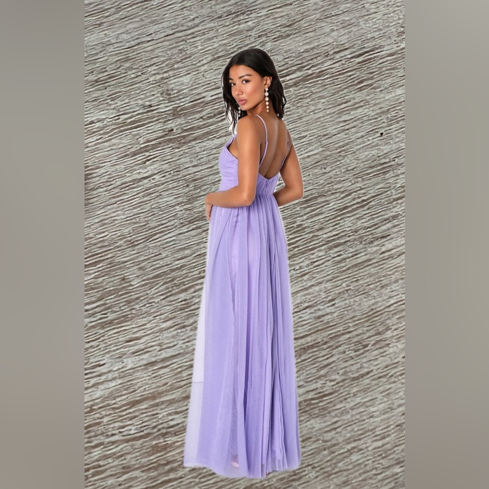 🔥Angelic Entrance Lavender Pleated Tulle Maxi Dress NWT - Picture 2 of 5